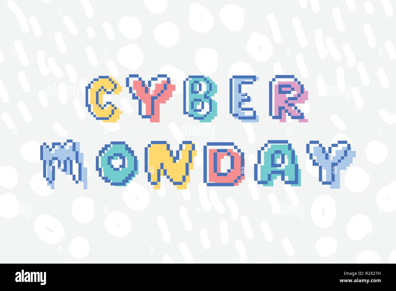 Cyber Monday pixel Art Style promotion Banner Stock Vektor