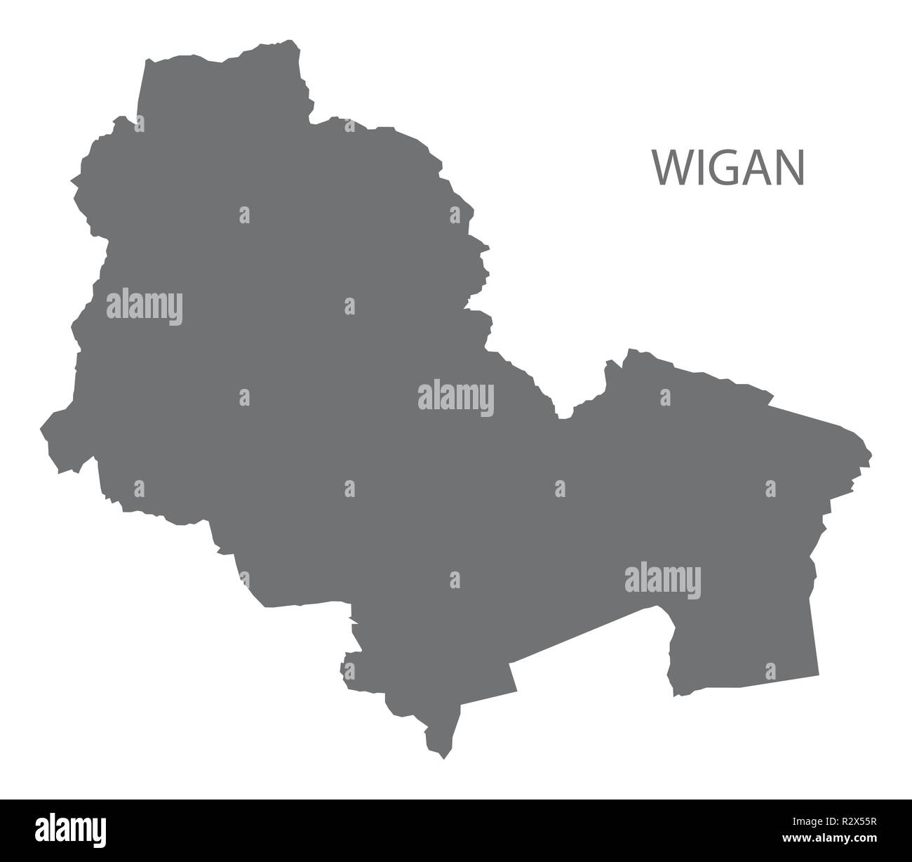 Wigan Stadtplan Grau Abbildung silhouette Form Stock Vektor