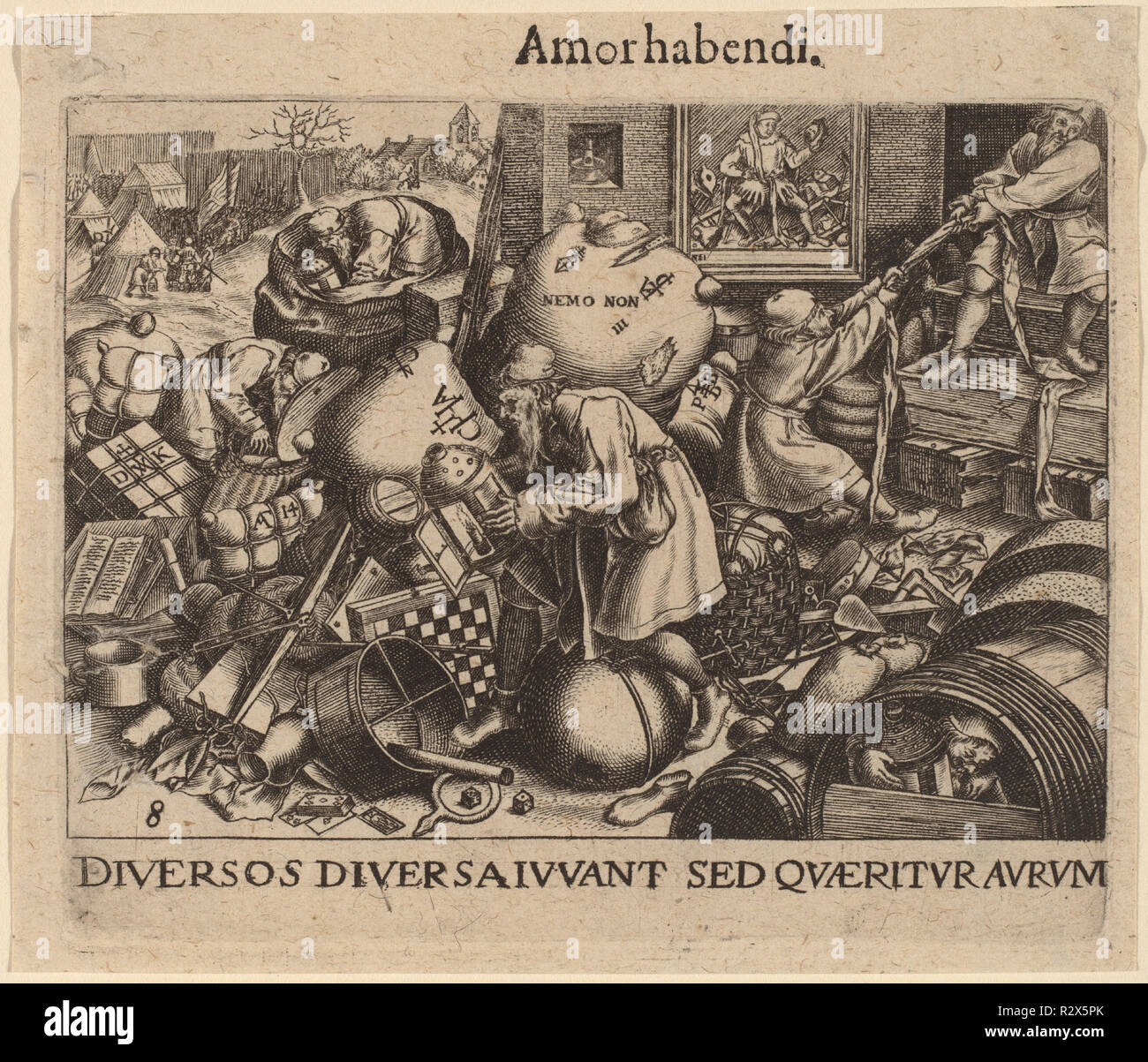 Jedermann. Medium: Gravur. Museum: Nationalgalerie, Washington DC. Autor: Jan Theodor de Bry nach Pieter Brueghel der Ältere. Stockfoto
