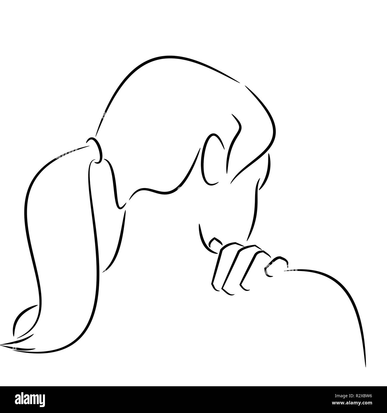 Silhouette einer Frau mit Rückenschmerzen Stockfoto