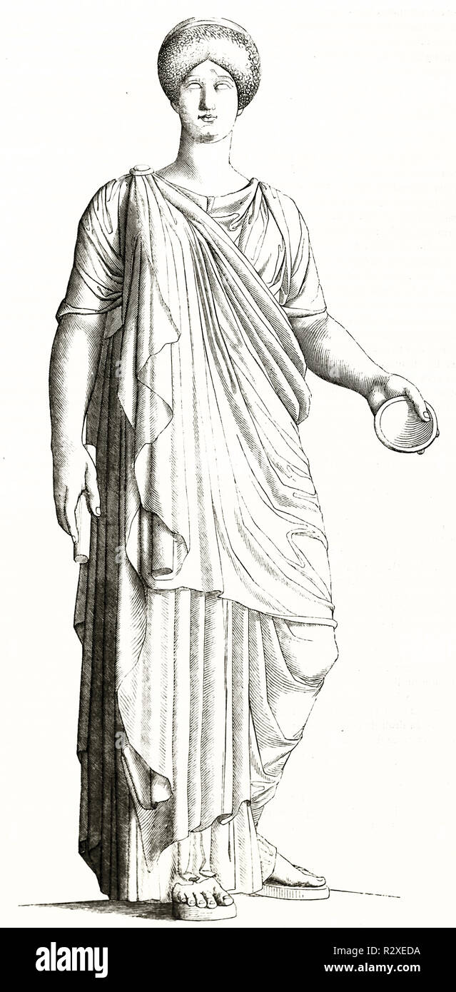 Reproduktion einer Skulptur, Julia (Römische Dame). Von unbekannter Autor, Hrsg. auf Magasin Pittoresque, Paris, 1846 Stockfoto