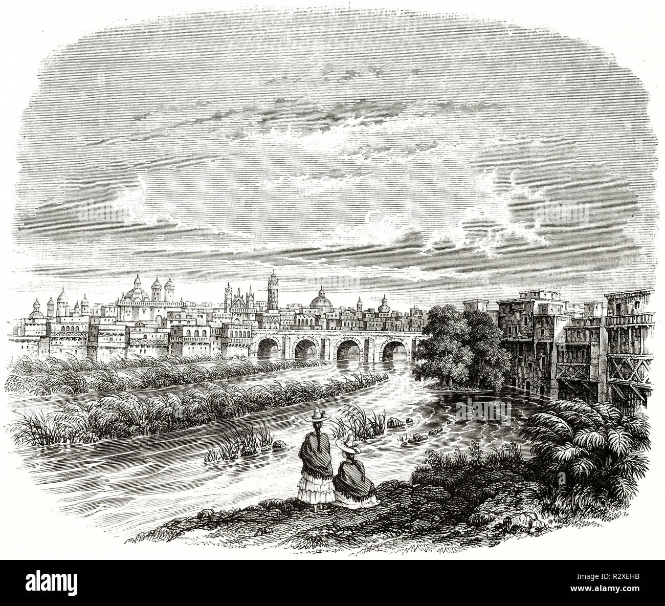 Alte Ansicht von Lima, Peru. Durch Radiguet, Publ. Auf Magasin Pittoresque, Paris, 1846 Stockfoto