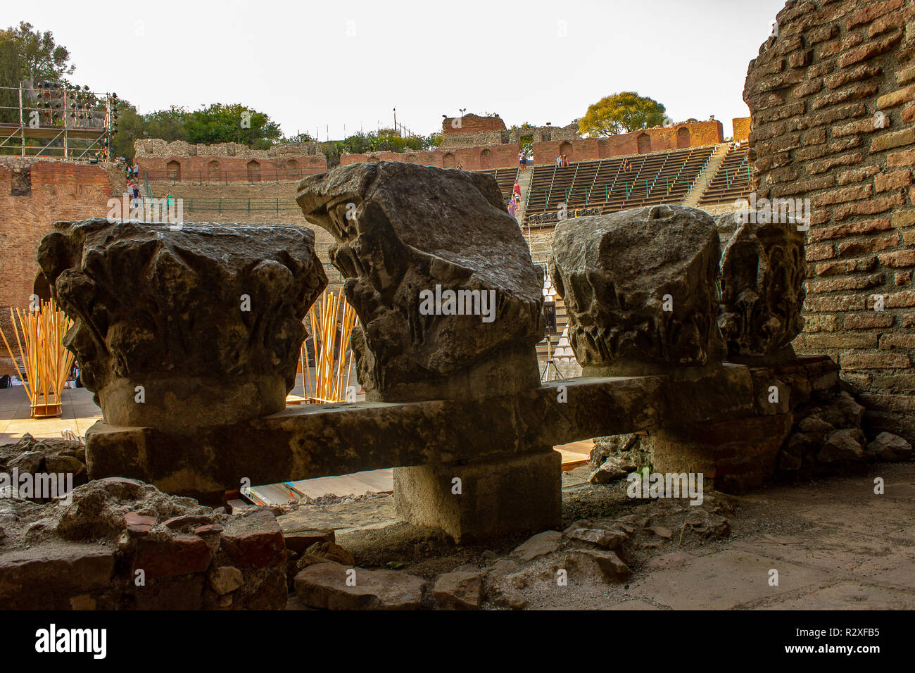 Taormina, Hauptstädte der griechischen Theater Stockfoto