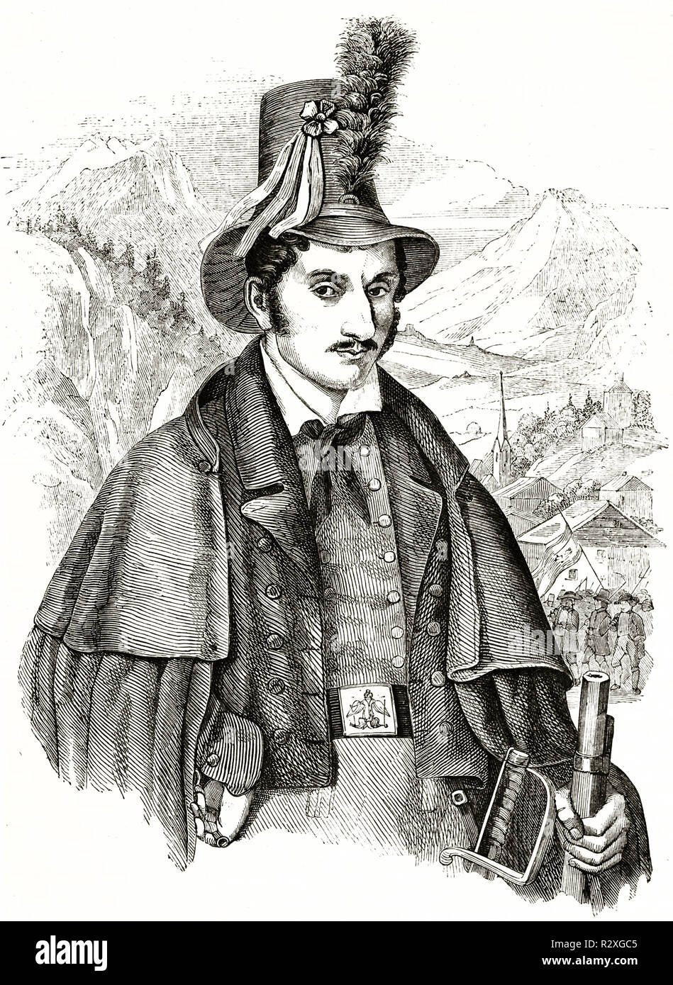 Portrait von Josef Speckbacher (1767-1820), Anführer im Aufstand der Tiroler gegen Napoleon. Publ. Auf Magasin Pittoresque, Paris, 1846 Stockfoto
