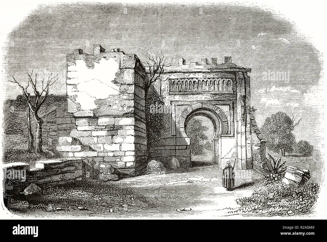 Alte Ansicht von Agadir Tor in Tlemcen, Algerien. Von Denis, Publ. Auf Magasin Pittoresque, Paris, 1846 Stockfoto