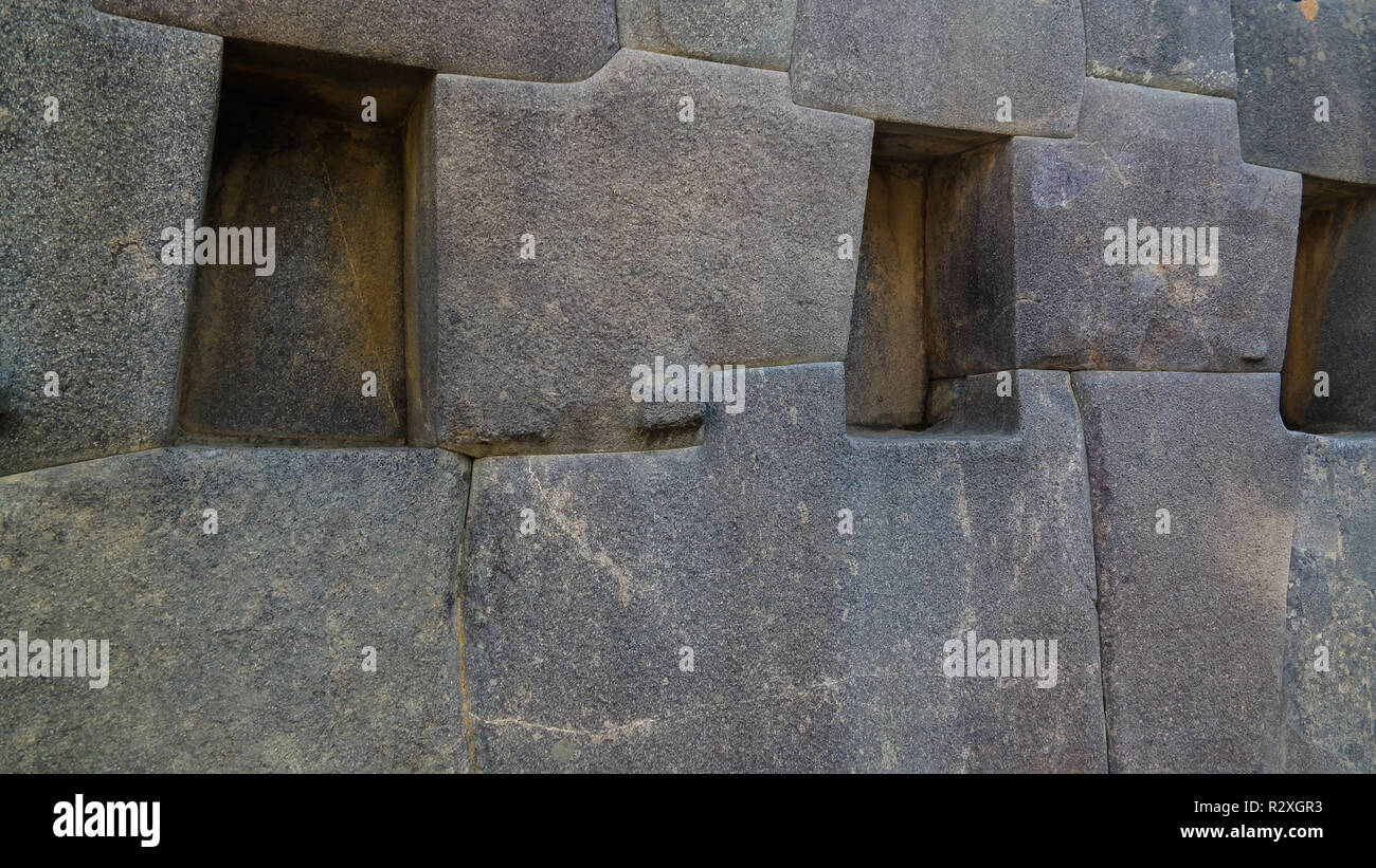 Polygonale Mauerwerk in Ollantaytambo archäologische Stätte in der Provinz Cuzco, Peru Stockfoto