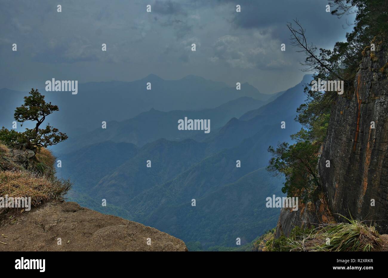 Grüne Täler von Kodaikanal, Tamilnadu, Indien. Stockfoto