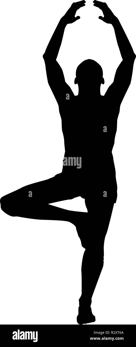 Mann steht in den Lotussitz Yoga silhouette Symbol Farbe schwarz Vektor I Stil einfach Bild Stock Vektor