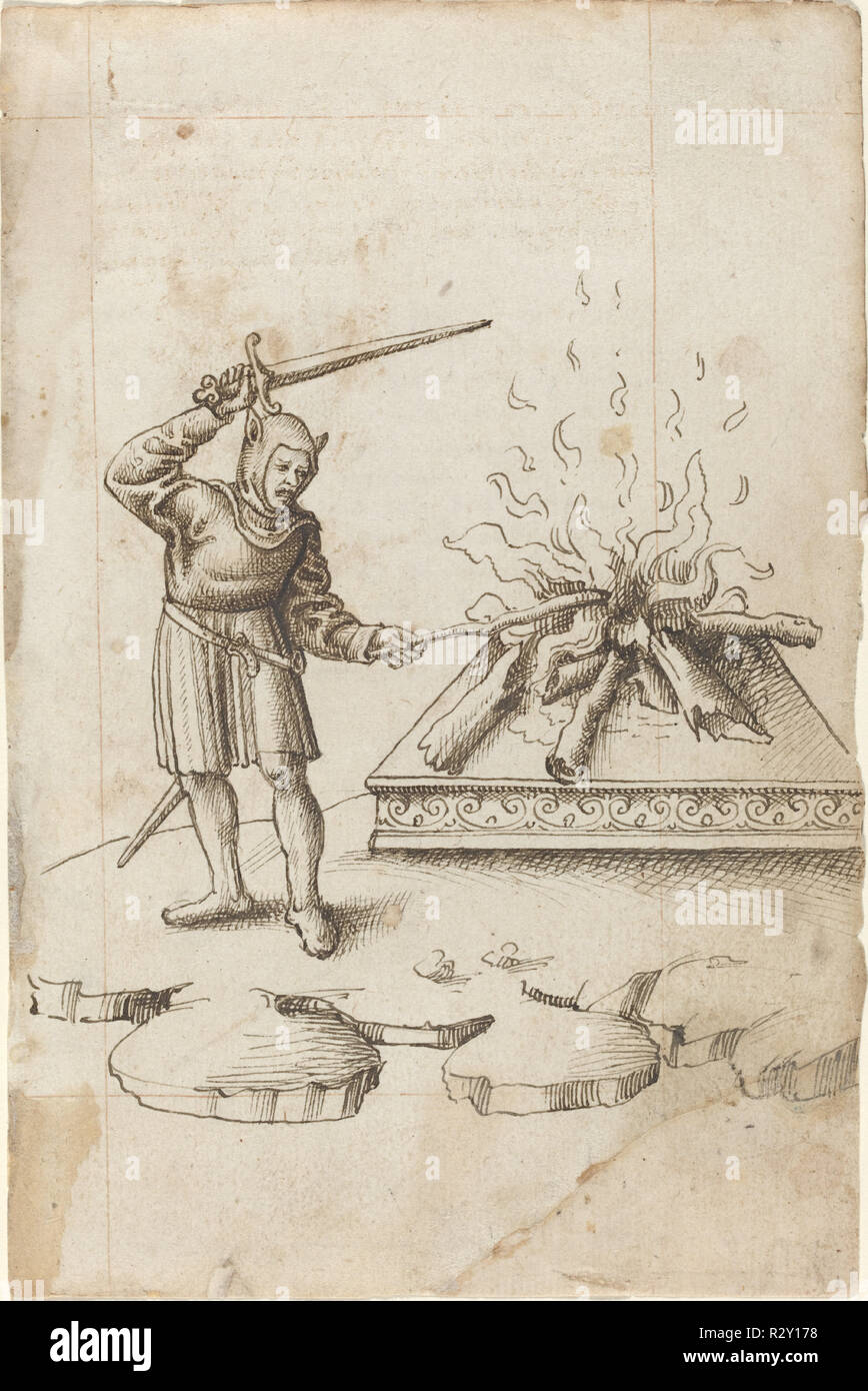 'Nicht Poke das Feuer mit einem Schwert' [fol. 20 recto]. Vom: C. 1512/1515. Maße: gesamt: 16,2 x 10,7 cm (6 3/8 x 4 3/16 in.). Medium: Stift und graue Tinte auf Bütten. Museum: Nationalgalerie, Washington DC. Thema: Französisch Anfang des 16. Jahrhunderts. Stockfoto