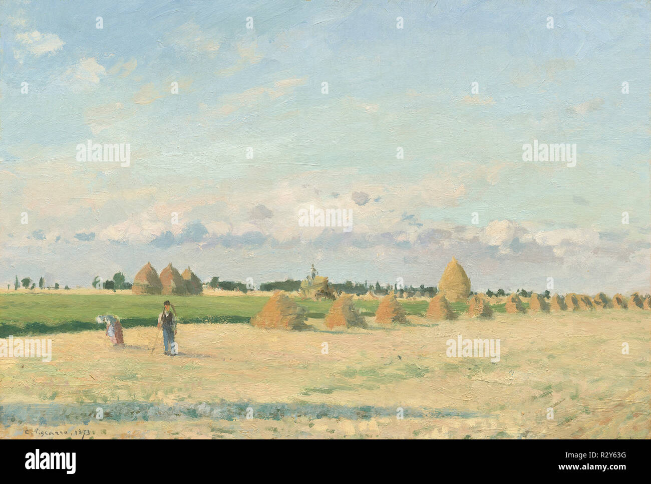 Landschaft, Ile-de-France. Stand: 1873. Abmessungen: Insgesamt: 36,83 x 53.34 cm (14 1/2 x 21 in.) gerahmt: 53.98 × 70,8 × 4,45 cm (21 1/4 x 27 7/8 x 1 3/4 in.). Medium: Öl auf Leinwand. Museum: Nationalgalerie, Washington DC. Autor: Camille Pissarro. Stockfoto