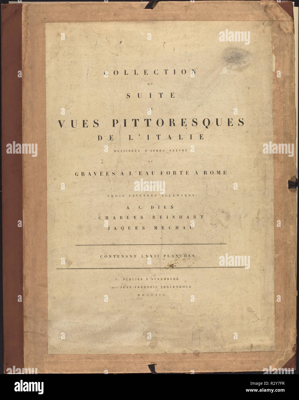 Sammlung ou Suite de Vues Pittoresques de l'Italie. Stand: 1798. Medium: Portfolio von 71 Radierungen mit Text Seiten. Museum: Nationalgalerie, Washington DC. Autor: Johann Christian Reinhart, Albert Christoph stirbt und Jakob Wilhelm Mechau. Stockfoto