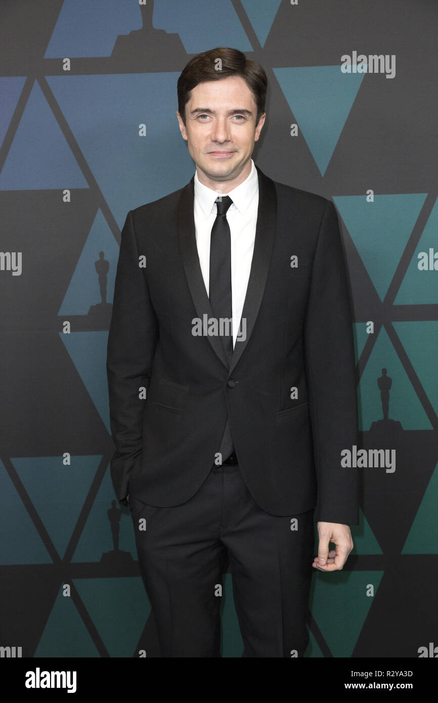 Topher Grace nimmt an der Akademie 2018 Jahrestreffen der Gouverneure Auszeichnungen in der Ray Dolby Ballroom am Hollywood & Highland Center in Hollywood, CA, am Sonntag, den 18. November 2018. Stockfoto