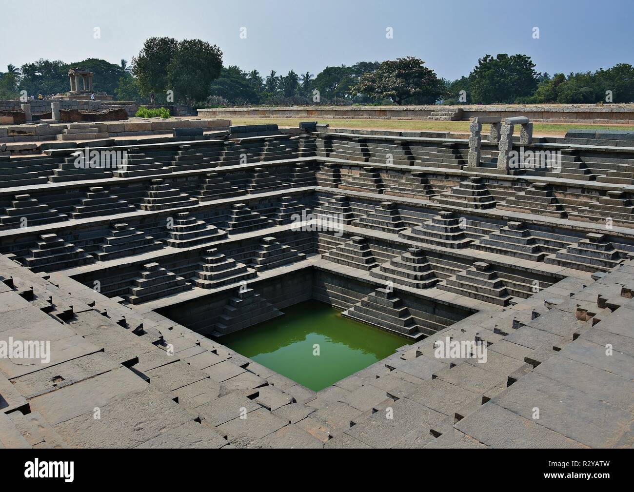 Wunderbare Schritt gut, Hampi, Karnataka, Indien. Stockfoto