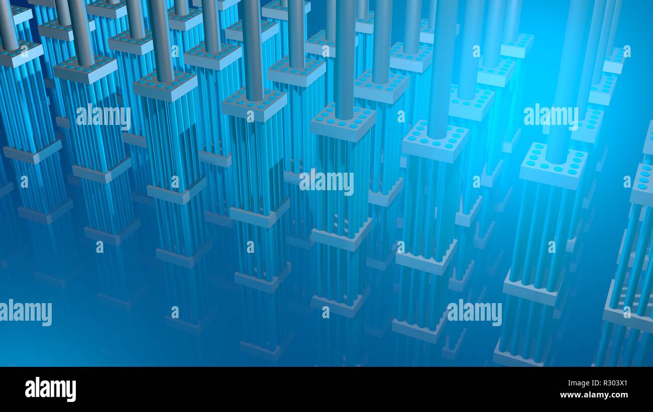 Nukleare Brennstäbe. 3D-Rendering Stockfoto