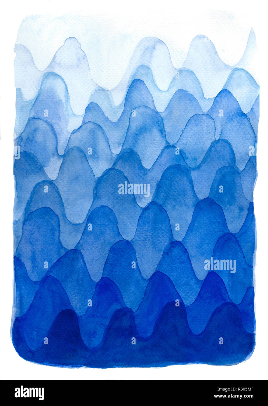 Aquarell Textur Hintergrund mit Fading Effekt. Blue Hills Stockfoto