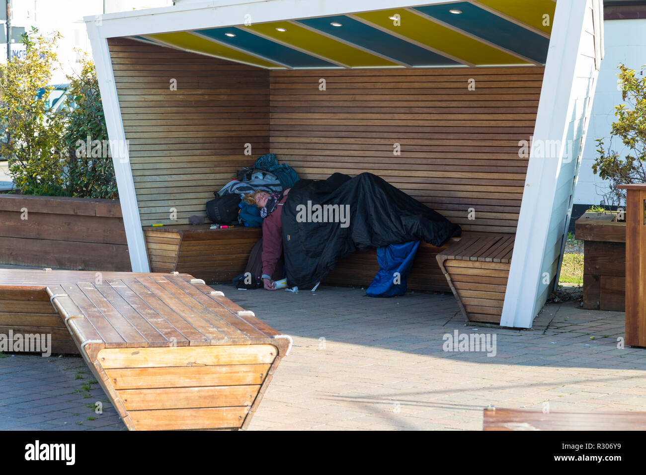 Obdachlosigkeit in Hastings, East Sussex, Großbritannien Stockfoto