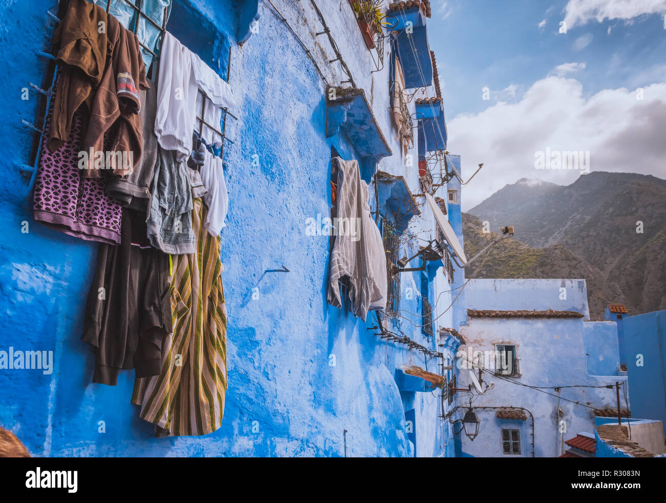 Schöne Blaue Medina von Tanger in Marokko Afrika. Stockfoto