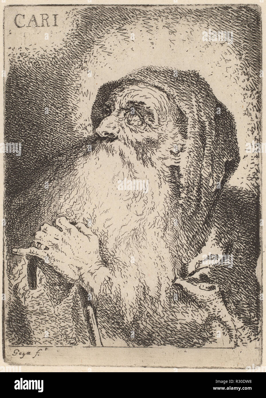 Der Caritas. Abmessungen: Platte: 13,1 x 9,5 cm (5 3/16 x 3 3/4 in.) Blatt: 27 x 19,2 cm (10 5/8 x 7 9/16 in.). Medium: Radierung und Kaltnadelradierung auf dünnem Papier [zweite Ausgabe Eindruck vermutlich gedruckt ca. 1920-1930]. Museum: Nationalgalerie, Washington DC. Autor: Francisco de Goya. Stockfoto