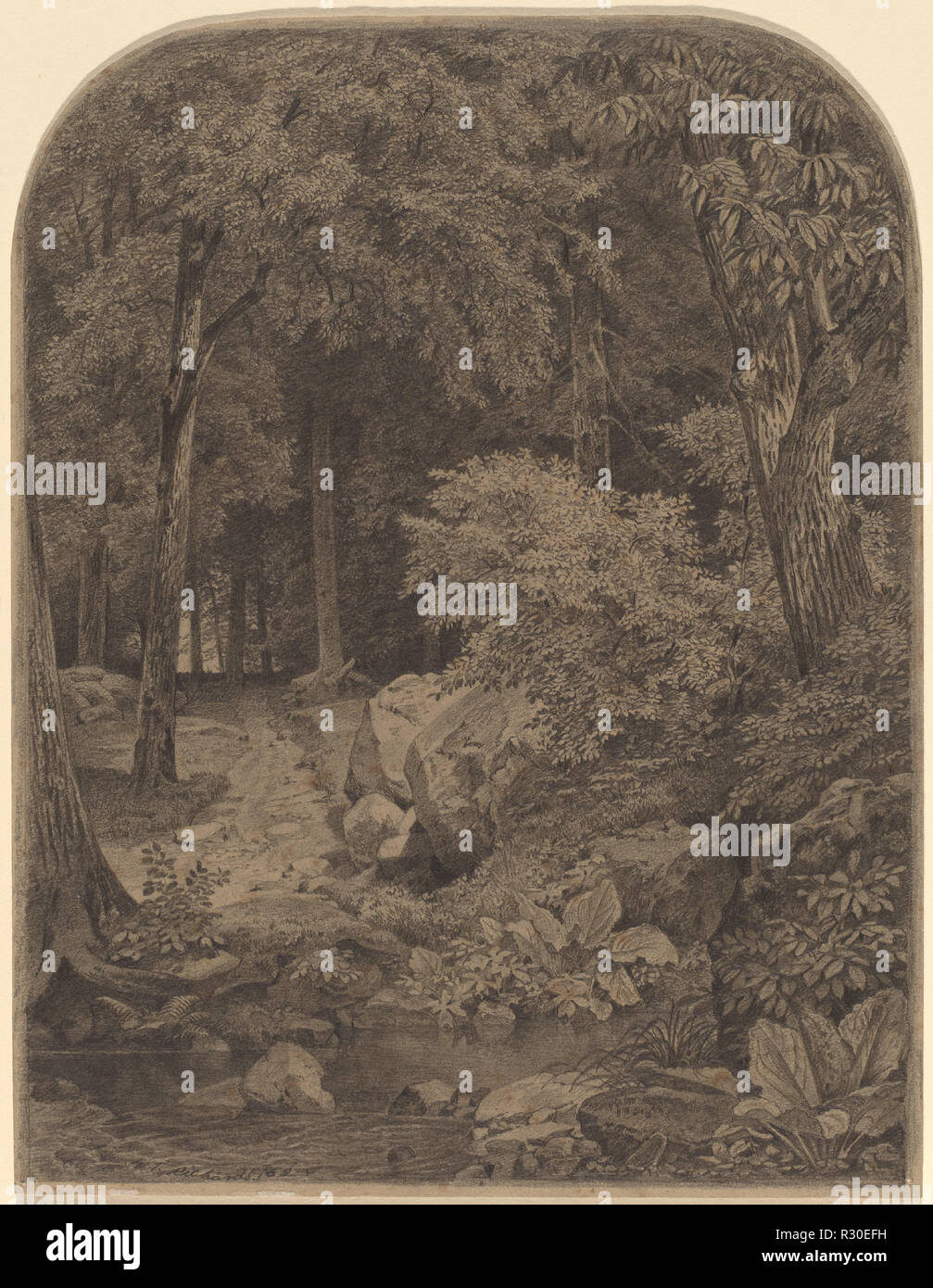 Landschaft. Stand: 1862. Abmessungen: Blatt (lünette): 21,2 × 16,3 cm (8 3/8 x 6 7/16 in.). Medium: Graphit auf Papier webten. Museum: Nationalgalerie, Washington DC. Autor: Ochtervelt. Stockfoto