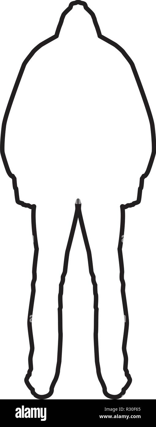 Der Mensch in der Haube Konzept Gefahr silhouette zurück Seite Symbol Farbe schwarz Vektor ich Flat Style simple Image outline Stock Vektor