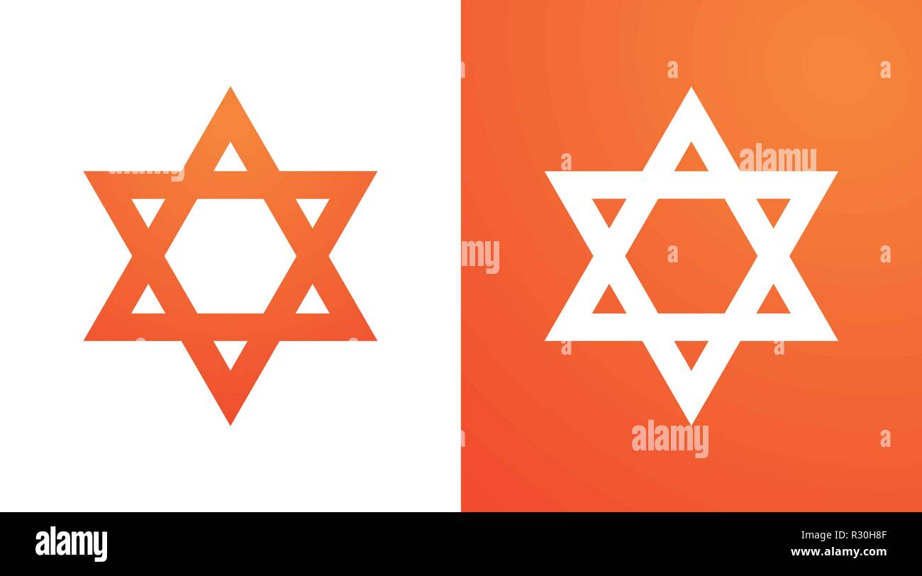 David Stern in der Farbe orange. Hexagramm Symbol des Judentums Stock Vektor
