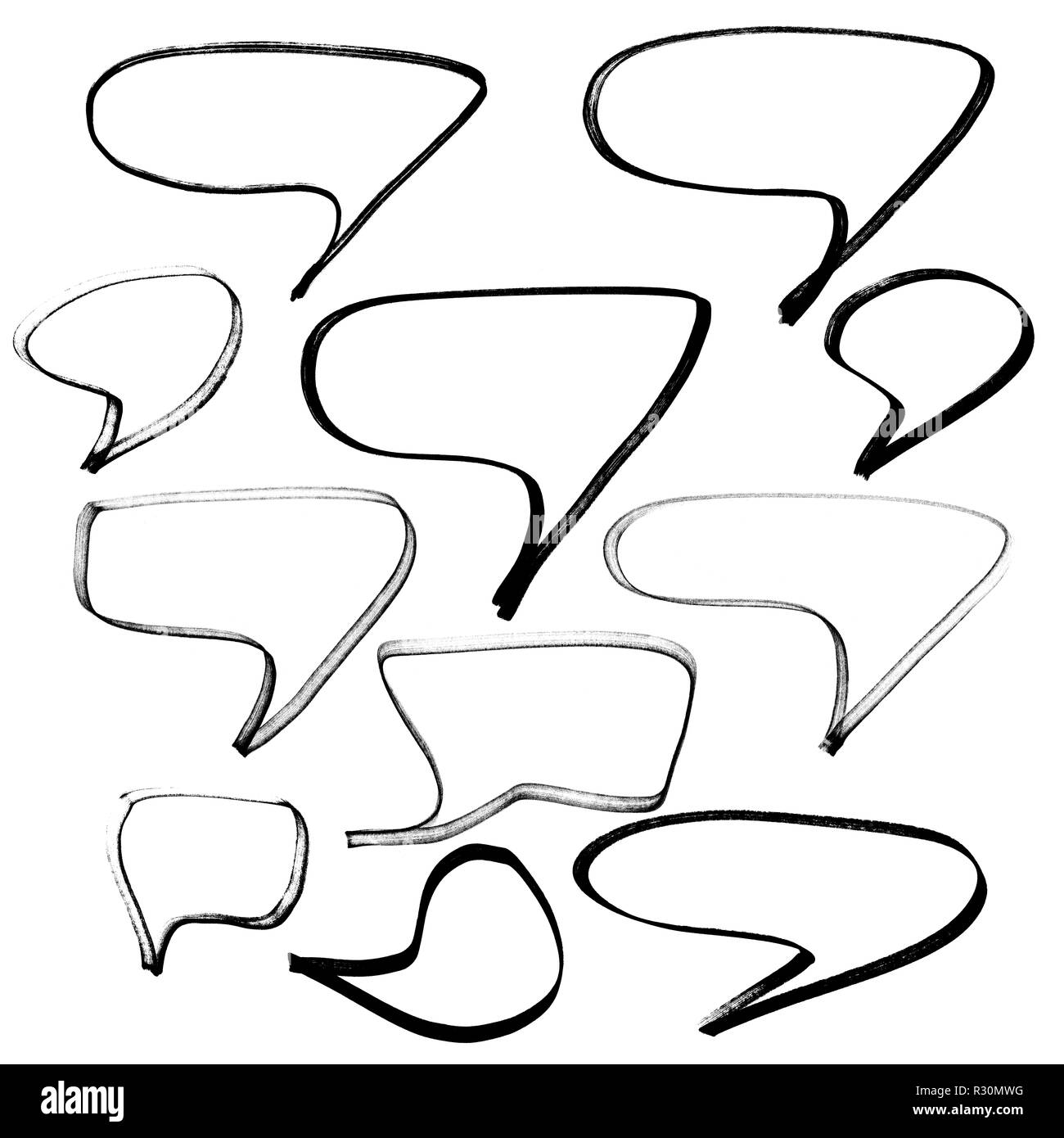 Einstellen der leeren Sprechblasen von schwarzen Filzstift auf weißem Hintergrund Stockfoto Einstellen der leeren Sprechblasen von schwarzen Filzstift auf weißem Hintergrund Stockfoto