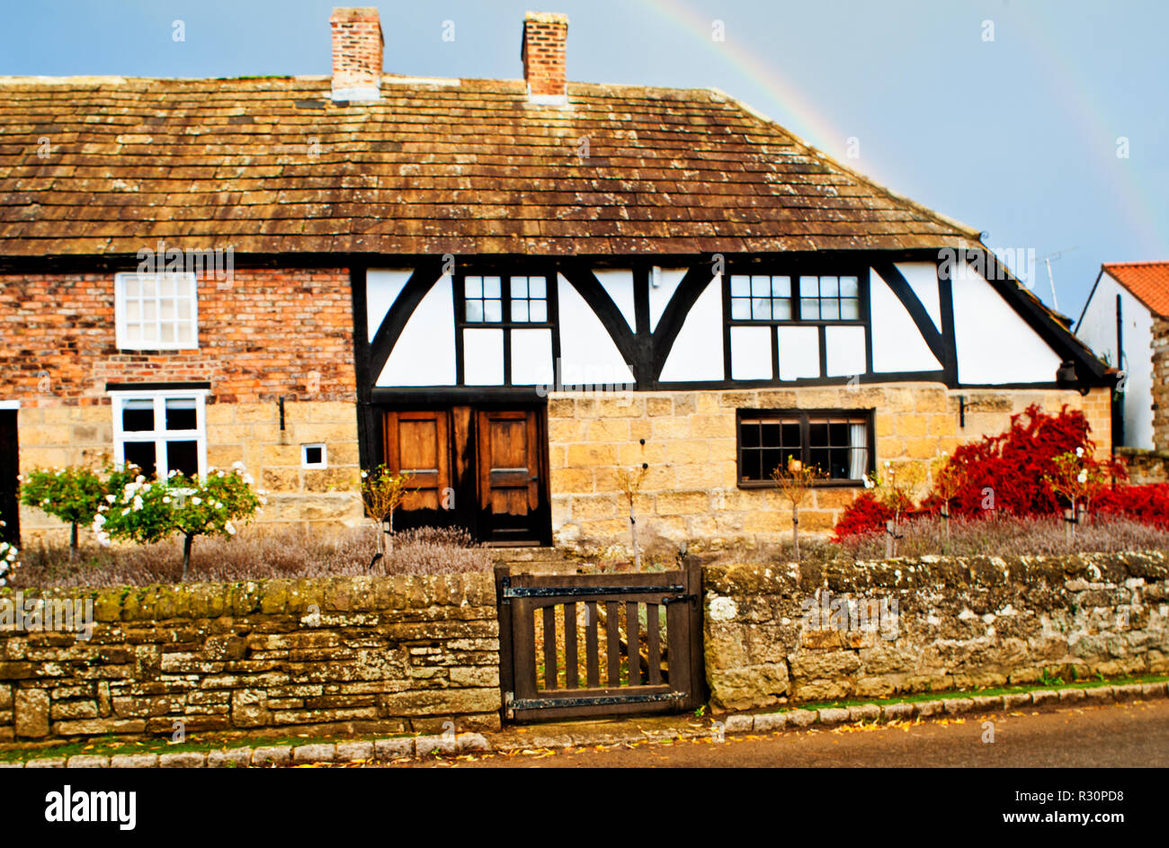 Robert Thomson mousman Möbelhersteller cottage in Kilburn, North Yorkshire, England Stockfoto