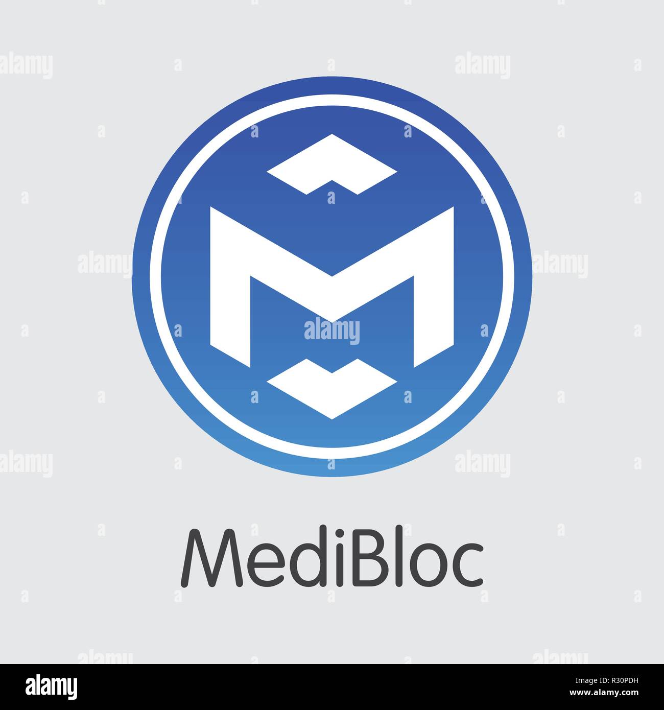 Digitale Münze, Medibloc-MED virtuelle Währung Symbol. Stock Vektor