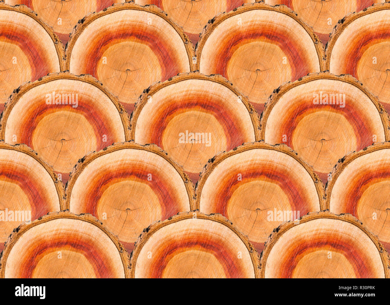 Nahtlose Muster von vielen ähnlichen Aprikosenbaum Holzschnitt Stücke Stockfoto