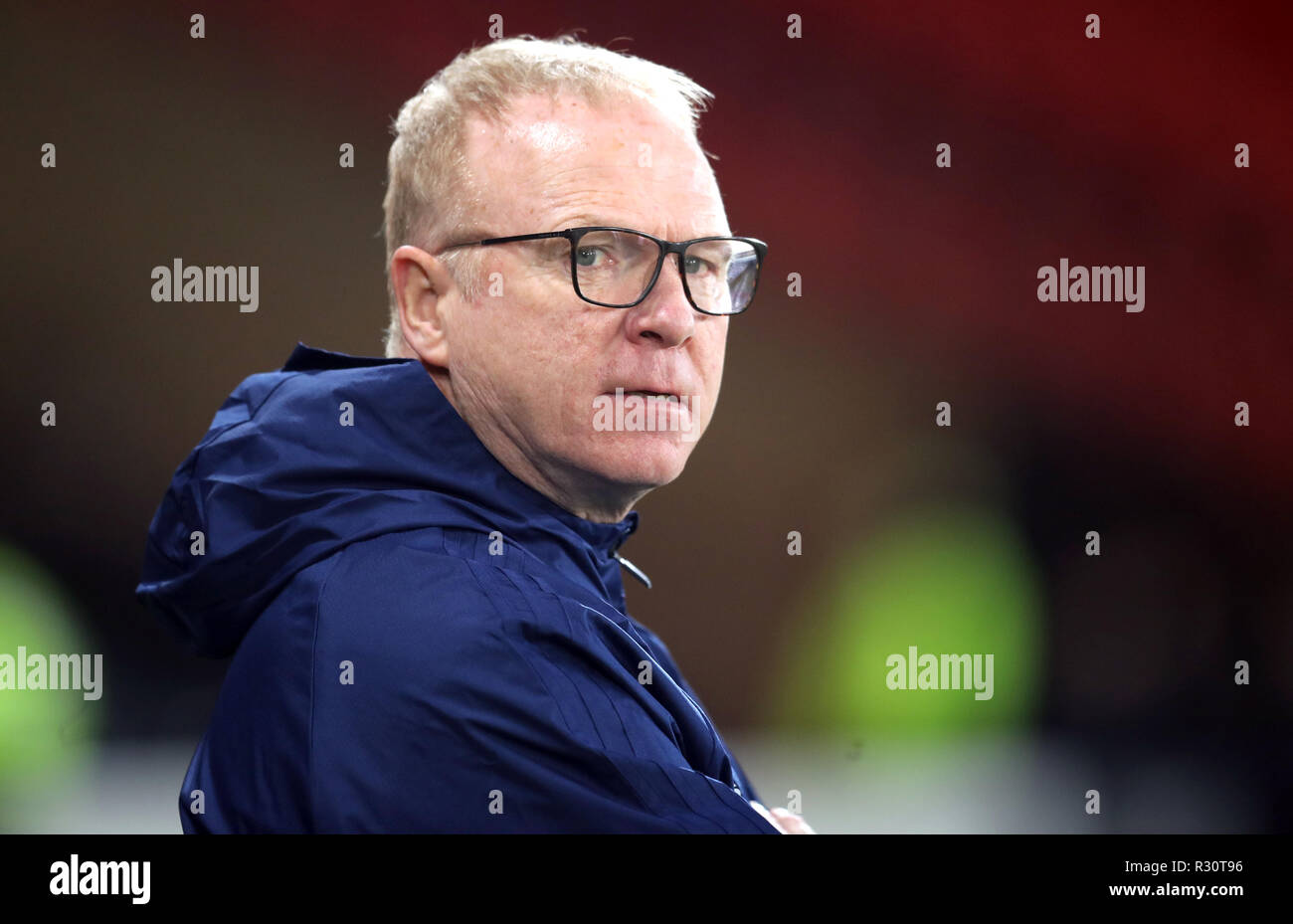 Schottland Manager Alex McLeish während der UEFA Nationen League, Gruppe C1 Spiel im Hampden Park, Glasgow. Stockfoto