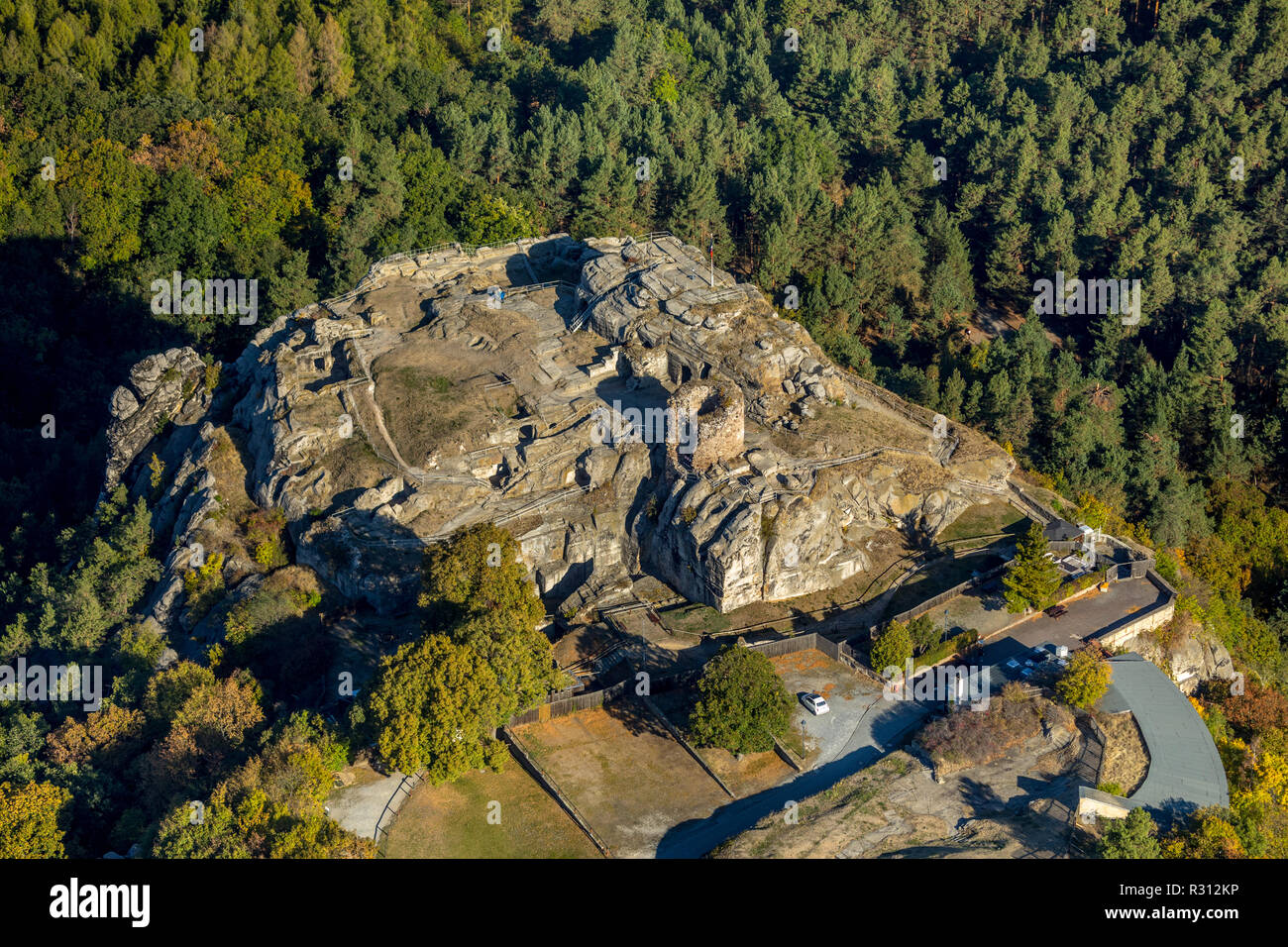 Luftbild, Burg und Festung Regenstein, Am Platenberg, Blankenburg (Harz), Blankenburg, Paderborn, Sachsen-Anhalt, Deutschland, Europa, DEU, Europa, bi Stockfoto