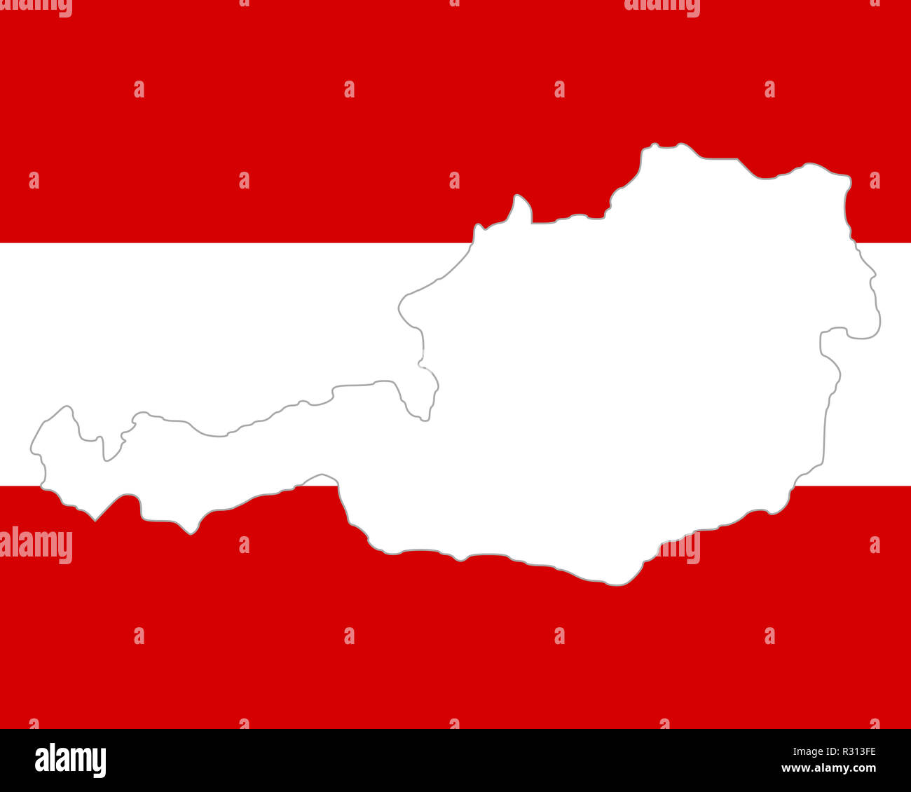 Karte und Flagge von Österreich Stockfoto