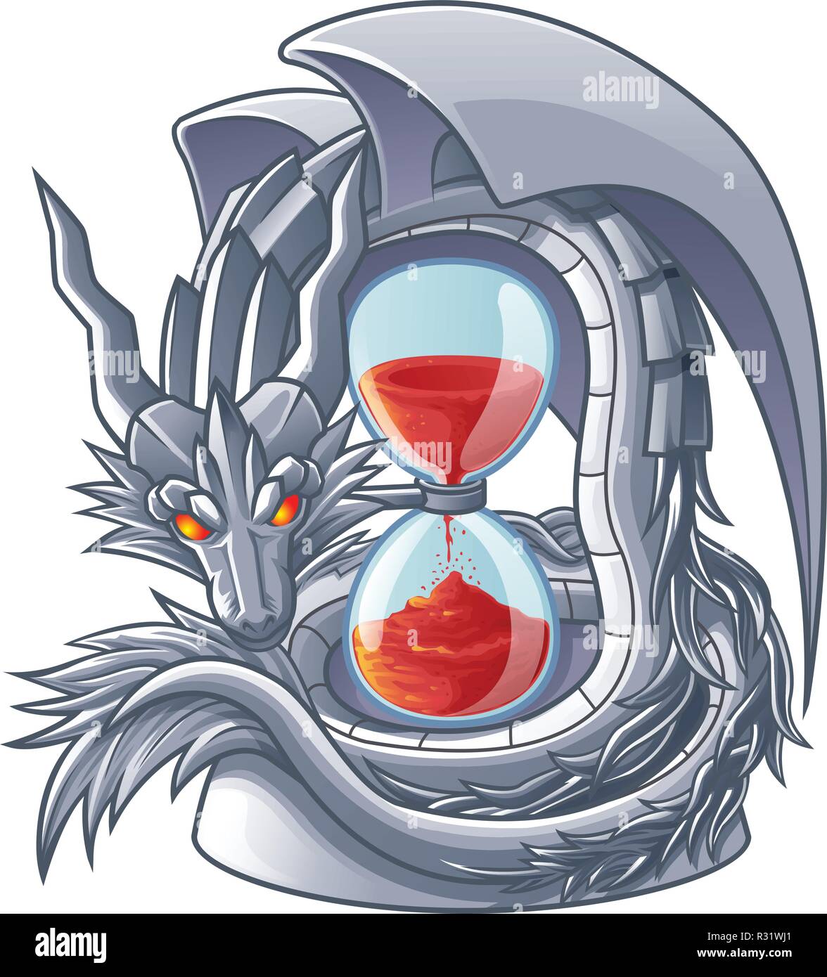 Vektor isoliert Dragon sand Timer. Stock Vektor
