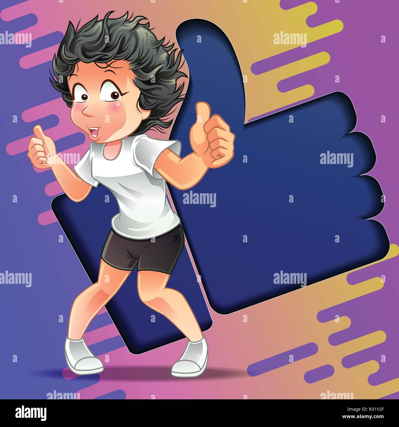 Person geben Daumen bis zu Ihnen zeigen, dass es gefallen hat. Und Daumen das Symbol Hintergrund in Papier schneiden Stil. Stock Vektor