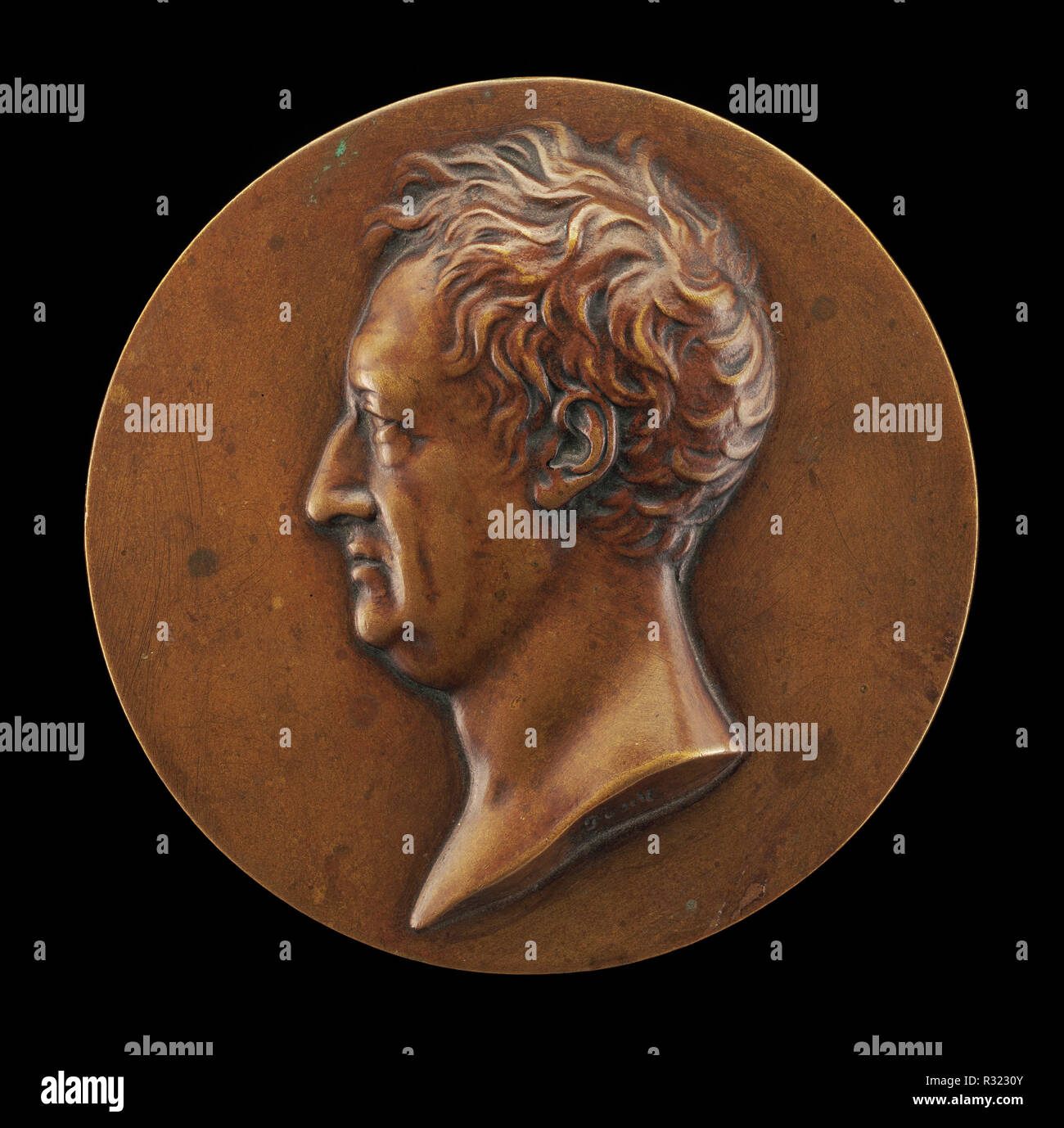 Johann Wolfgang von Goethe, 1749-1832 [Vorderseite]. Stand: 1809. Abmessungen: Insgesamt (Durchmesser): 9.11 cm (3 9/16 in.) Gewicht: 246.61 gr (er lb.) Achse: 6:00 Uhr. Medium: Bronze. Museum: Nationalgalerie, Washington DC. Thema: Nach Leonhard Posch. Stockfoto