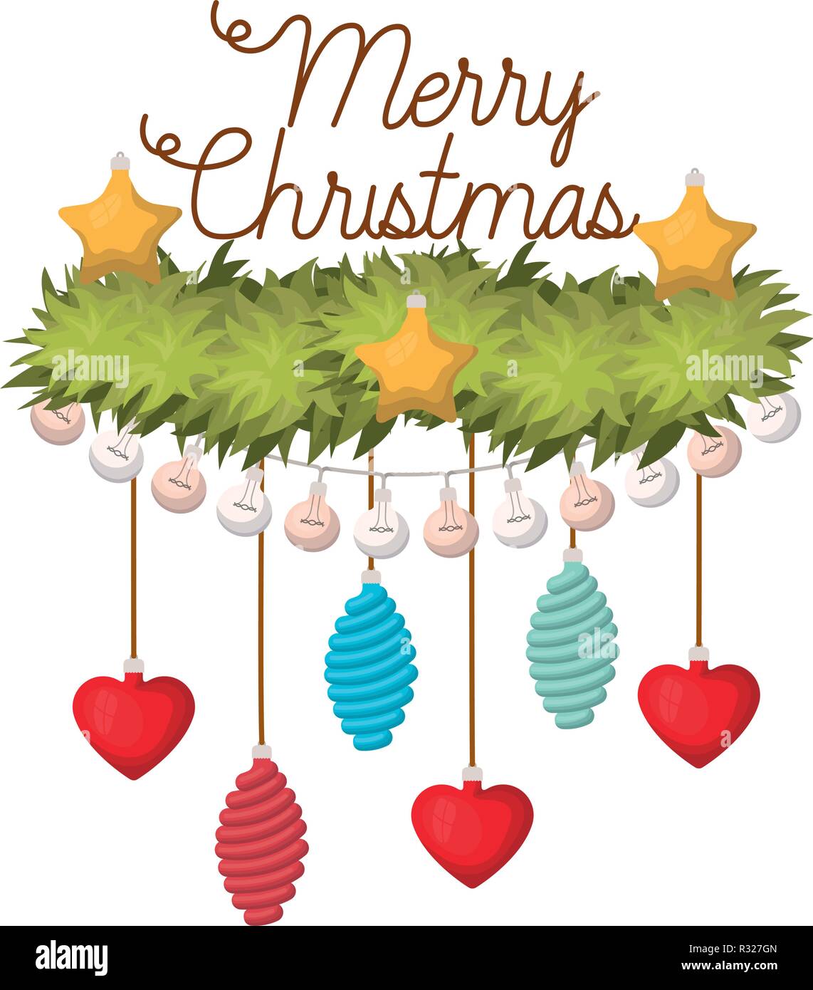 Frohe Weihnachten Zeit Und Girlande Mit Weihnachten Kugeln Stock Vektorgrafik Alamy