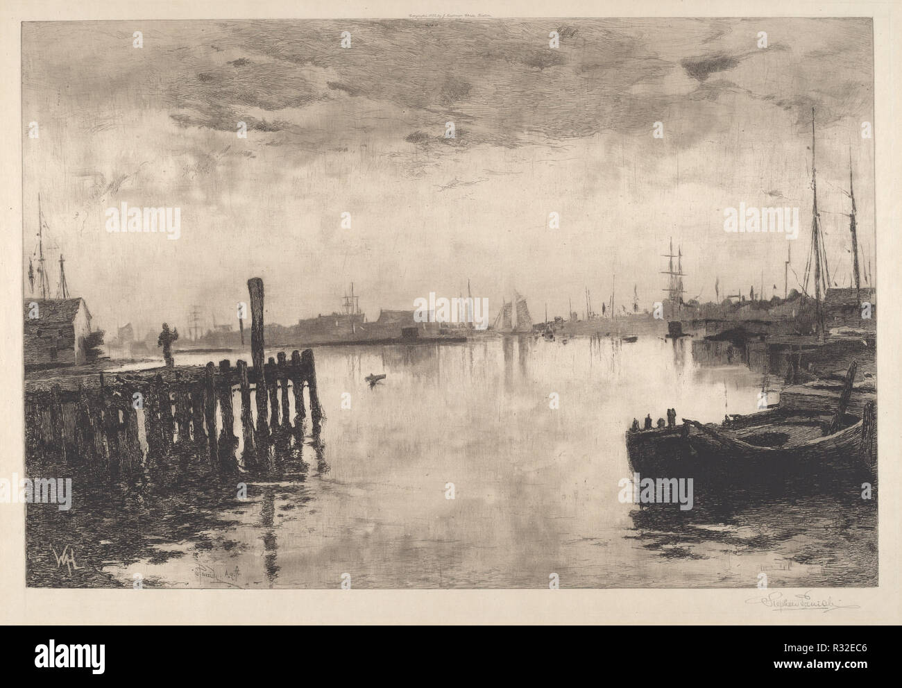 Gloucester Hafen. Stand: 1882. Abmessungen: Bild: 33.34 x 50.17 cm (13 1/8 x 19 3/4 in.) Platte: 40,64 x 54.93 cm (16 x 21 5/8 in.) Blatt: 42,7 x 58,6 cm (16 13/16 x 23 1/16 in.). Medium: Radierung in Schwarz. Museum: Nationalgalerie, Washington DC. Autor: Stephen Parrish. Stockfoto