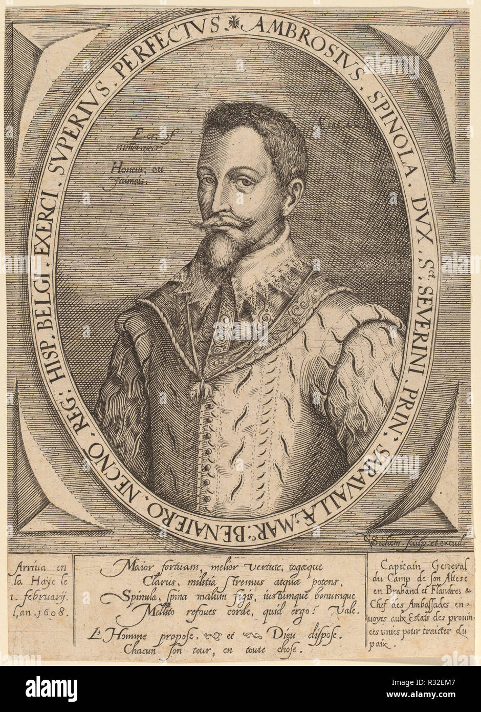 Ambrosius Spinola. Abmessungen: Blatt (innerhalb der Platte mark getrimmt): 18,5 x 13,2 cm (7 5/16 x 5 3/16 in.). Medium: Gravur. Museum: Nationalgalerie, Washington DC. Autor: Christoffel van Sichem I. Stockfoto