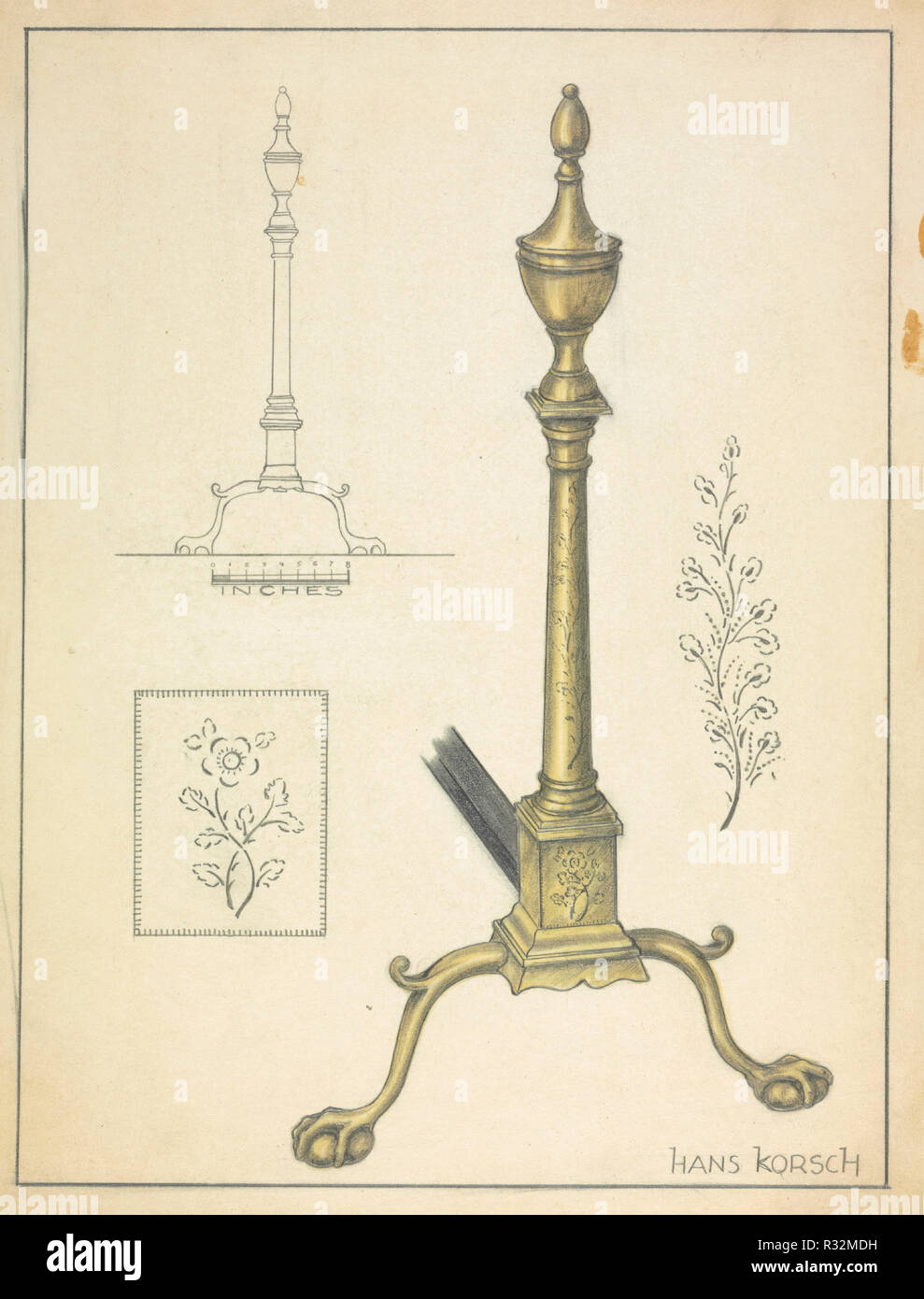 Feuerbock (ein Paar). Vom: C. 1939. Maße: gesamt: 28,8 x 22,2 cm (11 5/16 x 8 3/4 in.) Original IAD Objekt: 27 1/2' hoch. Medium: Aquarell und Graphit auf Pappe. Museum: Nationalgalerie, Washington DC. Autor: Hans Korsch. Stockfoto