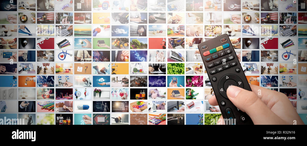 Fernsehen streaming Video Konzept. Media TV video-on-demand-Technologie. Video Service mit Internet Streaming Multimedia zeigt, Serie Stockfoto
