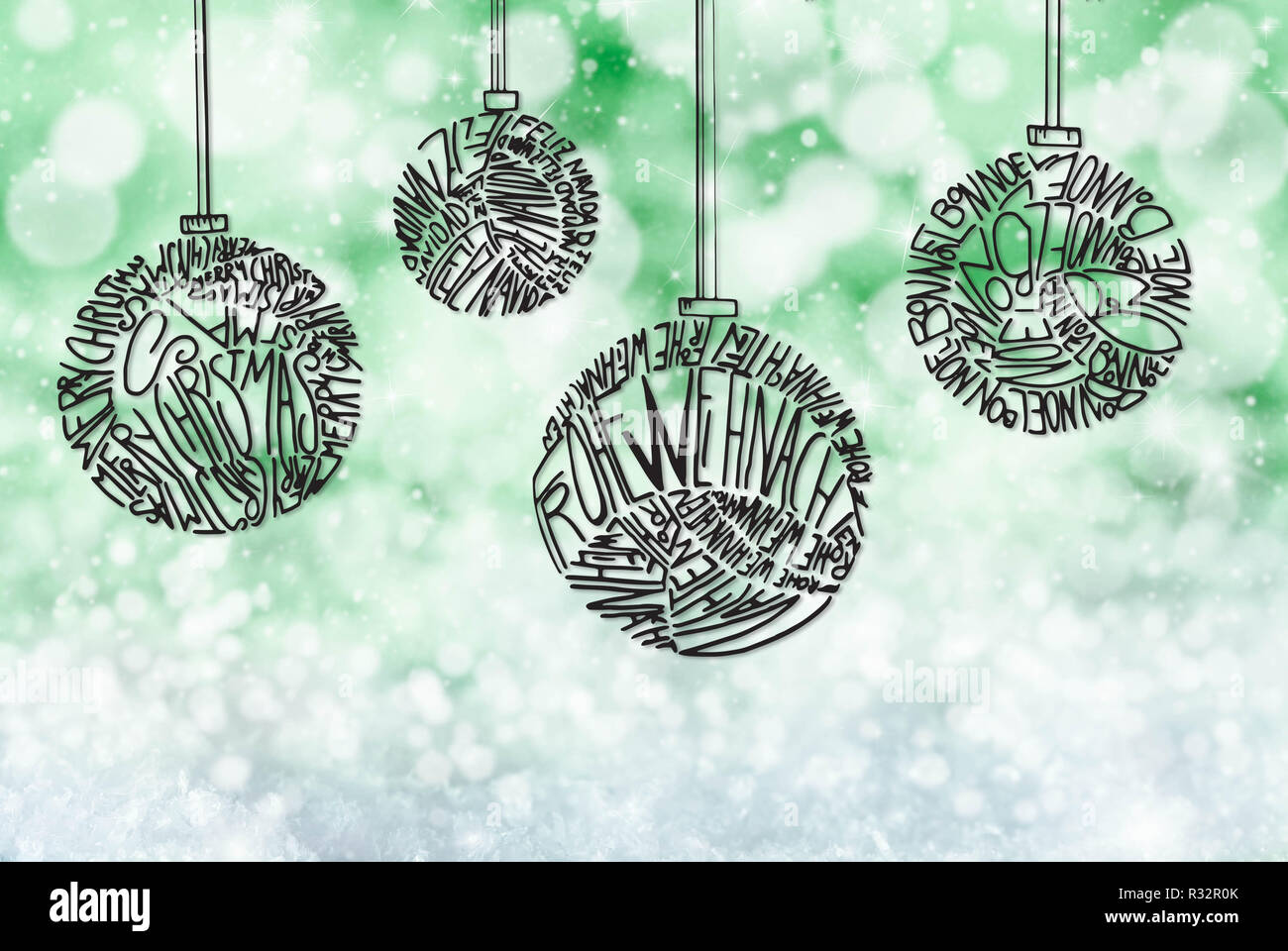 Christmas Tree Ball Ornament, Grün glitzernden Hintergrund Stockfoto