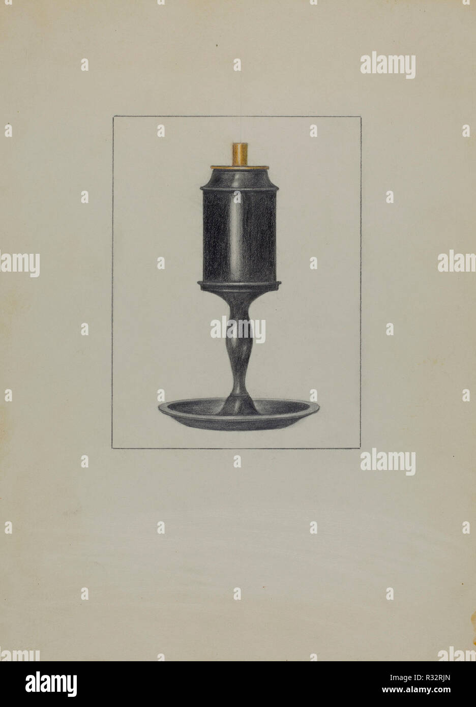 Zinn Lampe. Vom: C. 1936. Maße: gesamt: 30,5 x 22,8 cm (12 x 9 in.) Original IAD Objekt: 5 1/8' hoch; 3 1/3" im Durchmesser. Medium: Graphit und Aquarell auf Karton. Museum: Nationalgalerie, Washington DC. Thema: Bessie Forman. Stockfoto