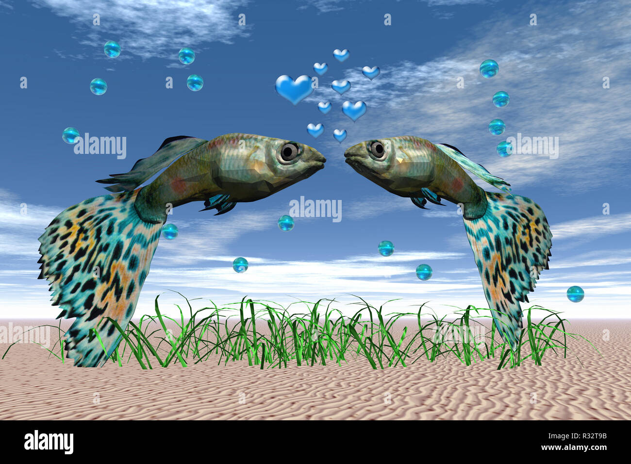 Fisch mit Herz Stockfoto