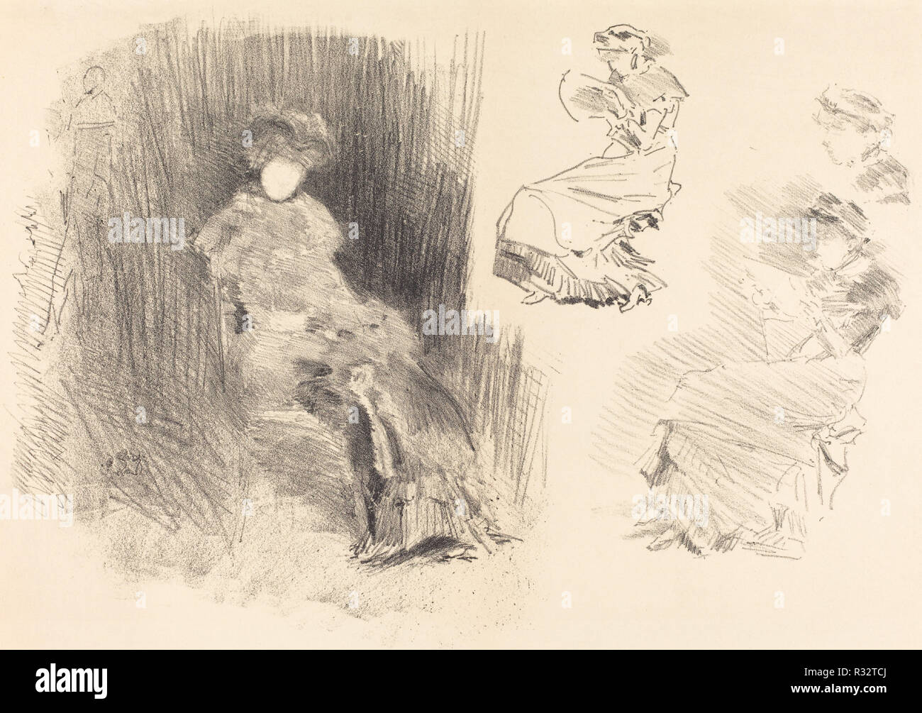 Lesen. Stand: 1879/1887. Abmessungen: Bild: 25,3 × 36,6 cm (9 15/16 x 14 7/16 in.) Blatt: 28,5 × 42 cm (11 1/4 x 16 9/16 in.). Medium: Lithographie in Schwarz auf Webte Papier. Museum: Nationalgalerie, Washington DC. Autor: WHISTLER, James Abbott Mcneill. Stockfoto