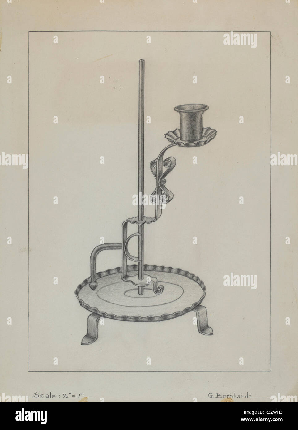 Kerzenhalter. Vom: C. 1936. Maße: gesamt: 30,6 x 23,3 cm (12 1/16 x 9 3/16 in.) Original IAD Objekt: 14' hoch; 7 1/2" breit. Medium: Graphit auf Papier. Museum: Nationalgalerie, Washington DC. Autor: Gerald Bernhardt. Stockfoto