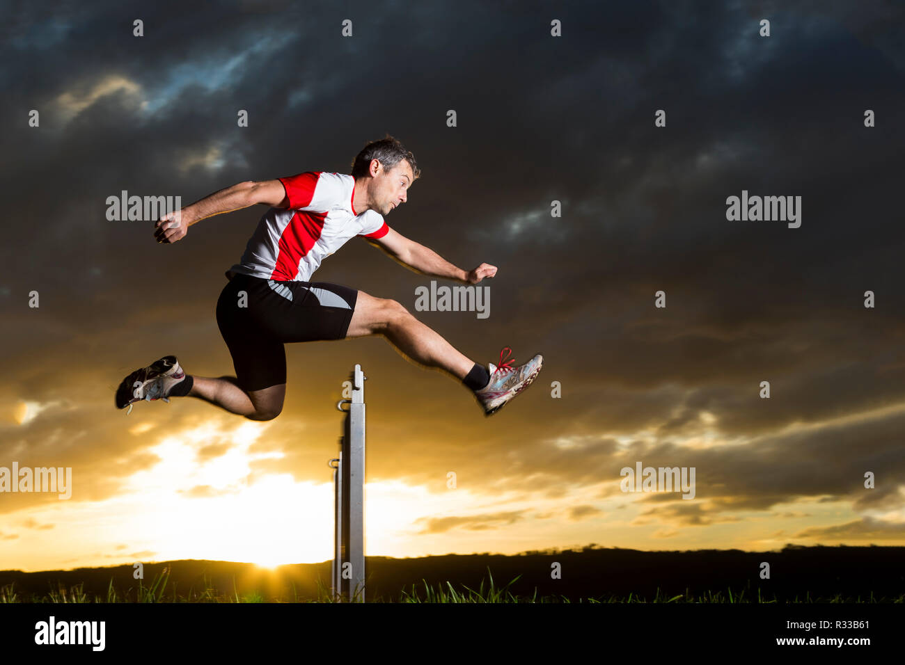 Hürdenläufer Stockfoto