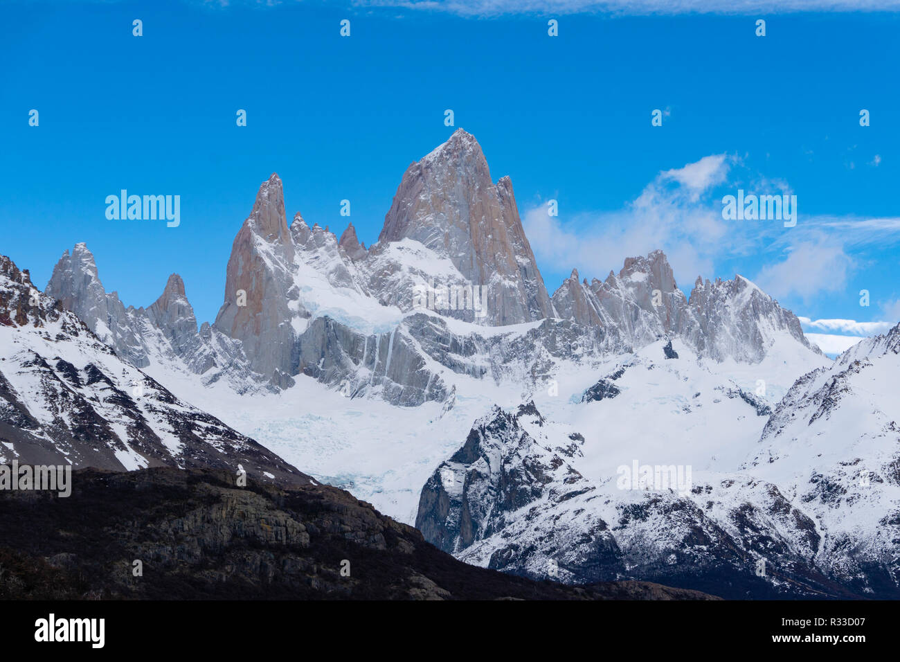 Mit Blick auf den Monte Fitz Roy in Argentinien Stockfoto