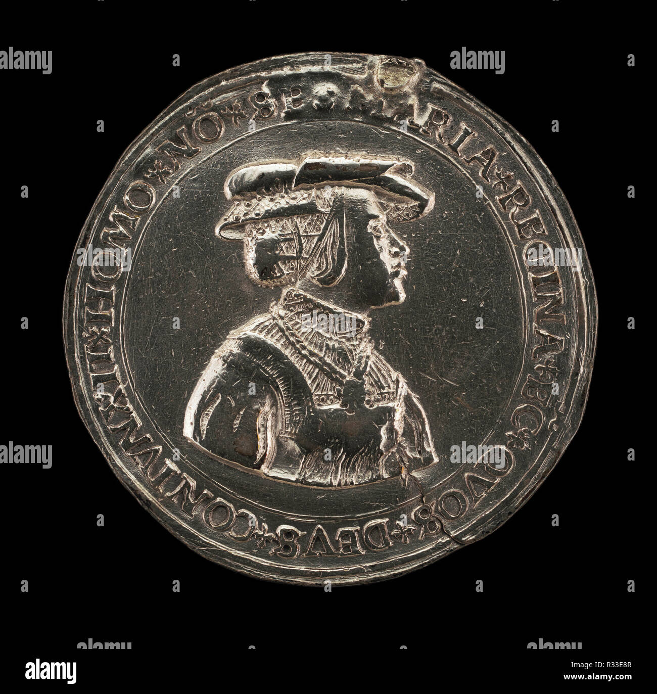 Maria von Österreich, 1505-1558, Ehefrau von Ludwig II., König von Ungarn und Böhmen, 1522 [REVERSE]. Stand: 1526. Abmessungen: Insgesamt (Durchmesser): 4,18 cm (1 5/8 in.) Gewicht: 14,4 Gr (0,032 lb) Achse: 12:00 Uhr. Medium: Silber // Struck. Museum: Nationalgalerie, Washington DC. Thema: Deutsch 16. Stockfoto