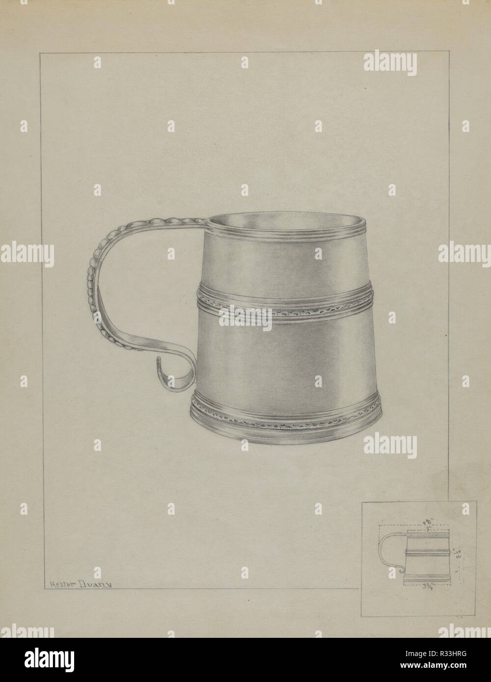 Silber Becher. Vom: C. 1936. Abmessungen: insgesamt: 29 x 23,1 cm (11 5/6 x 9 1/8 in.) Original IAD Objekt: 8' hoch. Medium: Graphit auf Papier. Museum: Nationalgalerie, Washington DC. Autor: Hester Duany. Stockfoto