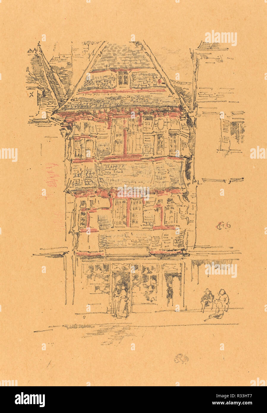 Red House, Paimpol. Stand: 1893. Abmessungen: Bild: 22,7 × 16,2 cm (8 15/16 x 6 3/8 in.) Blatt: 37,1 x 24,3 cm (14 5/8 x 9 9/16 in.). Medium: farblithographie auf Webte Papier. Museum: Nationalgalerie, Washington DC. Autor: WHISTLER, James Abbott Mcneill. Stockfoto